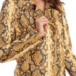 NWT Tahari Yellow Snakeskin Faux Leather Jacket
